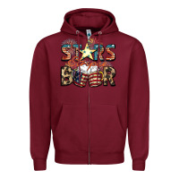 Burgundy Stars stripes beer Zipper Hoodie - FaDigitalArtStudio
