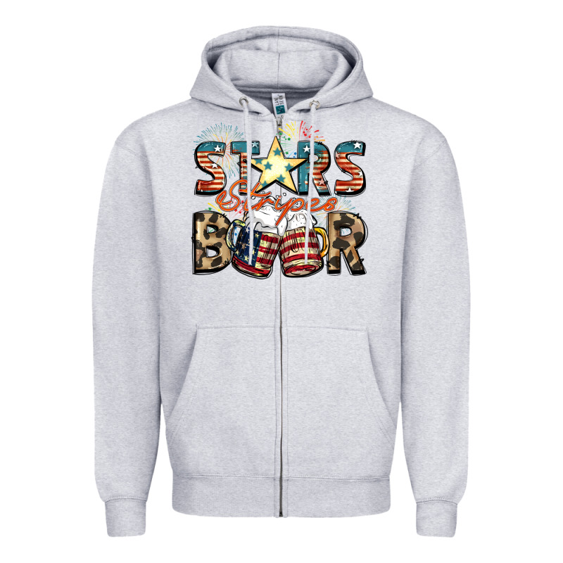 Stars Stripes Beer Zipper Hoodie by FaDigitalArtStudio | Teevron