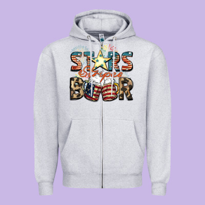 Stars Stripes Beer Zipper Hoodie Designed By Fadigitalartstudio