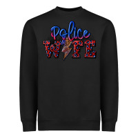 Black police wife with lightning bolt Heavyweight Sweatshirt - CowGirlArtShop