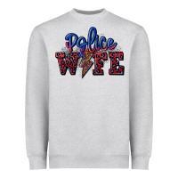 Heather Grey police wife with lightning bolt Heavyweight Sweatshirt - CowGirlArtShop