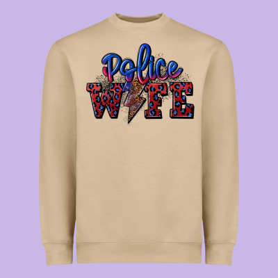 Police Wife With Lightning Bolt Heavyweight Sweatshirt Designed By Cowgirlartshop