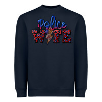 Navy police wife with lightning bolt Heavyweight Sweatshirt - CowGirlArtShop