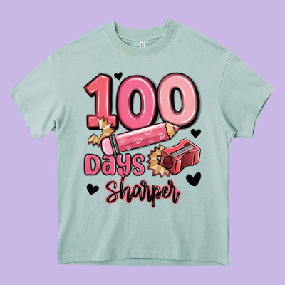 100 Days Sharper School Heavy Core Tee Designed By Maliassmallbusiness