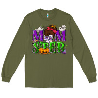 Army Green Momster Halloween Long Sleeve Tee - NancyCooperArtShop