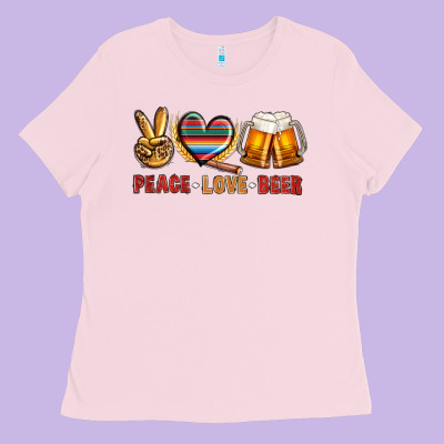 Peace Love Beer Ladies Tee Designed By Nancycooperartshop