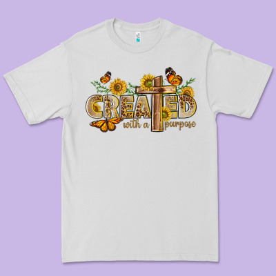 Created With A Purpose With Sunflower And Butterfl Premium Tee Designed By Nancycooperartshop