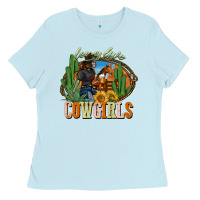 Baby Blue long live cowgirls Ladies Tee - NancyCooperArtShop