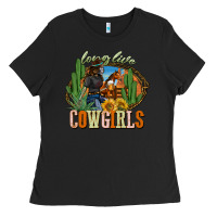 Black long live cowgirls Ladies Tee - NancyCooperArtShop