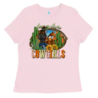Bubblegum Pink long live cowgirls Ladies Tee - NancyCooperArtShop