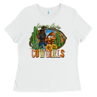 White long live cowgirls Ladies Tee - NancyCooperArtShop