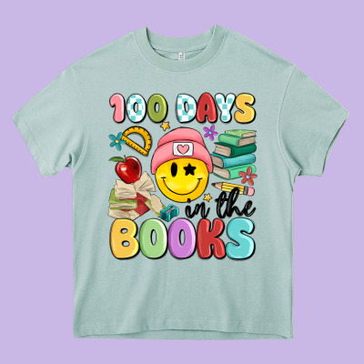 100 Days In The Books Heavy Core Tee Designed By Maliassmallbusiness