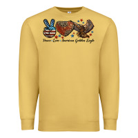 Antique Gold Western Peace Love American Golden Eagle Premium Sweatshirt - LillyAllenDesigns