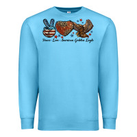 Ocean Blue Western Peace Love American Golden Eagle Premium Sweatshirt - LillyAllenDesigns
