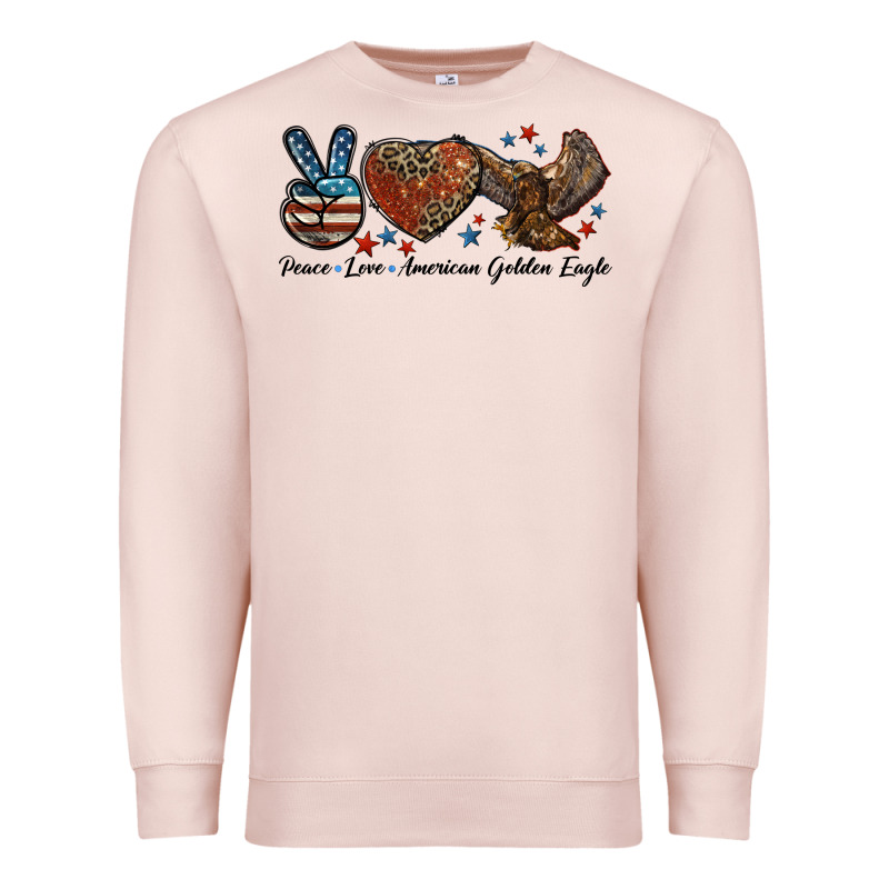 Western Peace Love American Golden Eagle Premium Sweatshirt by LillyAllenDesigns | Teevron