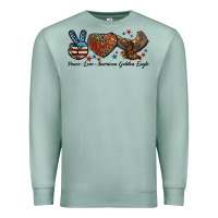 Seafoam Western Peace Love American Golden Eagle Premium Sweatshirt - LillyAllenDesigns