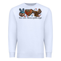 White Western Peace Love American Golden Eagle Premium Sweatshirt - LillyAllenDesigns
