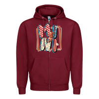Burgundy 4th of July mini with lightning bolt Zipper Hoodie - FaDigitalArtStudio