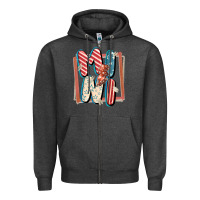 Charcoal Heather 4th of July mini with lightning bolt Zipper Hoodie - FaDigitalArtStudio