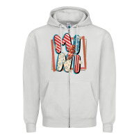 Dove Grey 4th of July mini with lightning bolt Zipper Hoodie - FaDigitalArtStudio