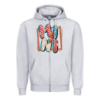 Heather Grey 4th of July mini with lightning bolt Zipper Hoodie - FaDigitalArtStudio