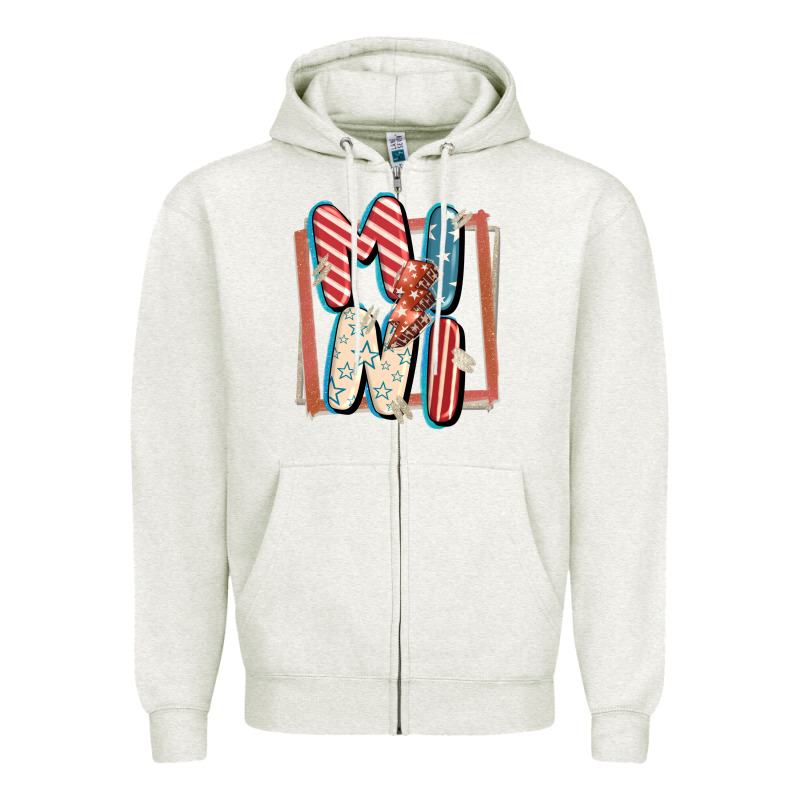 4th Of July Mini With Lightning Bolt Zipper Hoodie by FaDigitalArtStudio | Teevron