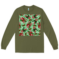 Army Green Christmas candy cane Long Sleeve Tee - NancyCooperArtShop