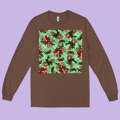 Christmas Candy Cane Long Sleeve Tee Designed By Nancycooperartshop