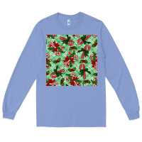 Colony Blue Christmas candy cane Long Sleeve Tee - NancyCooperArtShop