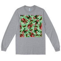 Heather Grey Christmas candy cane Long Sleeve Tee - NancyCooperArtShop