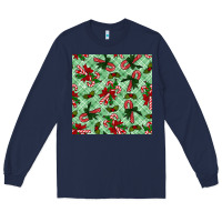 Navy Christmas candy cane Long Sleeve Tee - NancyCooperArtShop