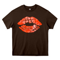 Chocolate Brown basketball lips Heavy Core Tee - AdoDesignShop