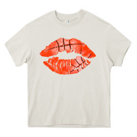 Cream basketball lips Heavy Core Tee - AdoDesignShop