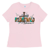 Bubblegum Pink redeemed ephesians 1 7 Ladies Tee - NancyCooperArtShop