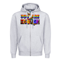 Heather Grey you are enough Zipper Hoodie - FaDigitalArtStudio