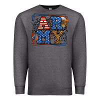 Charcoal Heather Army Veteran leopard frame 4th of July Premium Sweatshirt - LillyAllenDesigns