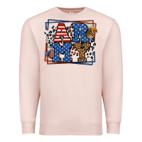 Pale Pink Army Veteran leopard frame 4th of July Premium Sweatshirt - LillyAllenDesigns