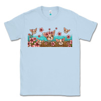 Dusty Blue floral chihuahua dogs Classic Tee - Jasminsmagicworld