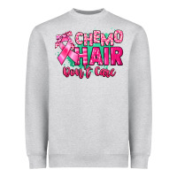 Heather Grey Chemo hair don't care Cancer Awareness Heavyweight Sweatshirt - HowdyJamesFarm