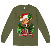 Army Green Mooey Christmas Long Sleeve Tee - texasbilliewilder