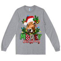 Heather Grey Mooey Christmas Long Sleeve Tee - texasbilliewilder