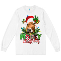 White Mooey Christmas Long Sleeve Tee - texasbilliewilder