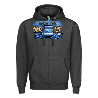 Charcoal Heather Back the blue Zipper Hoodie - FaDigitalArtStudio