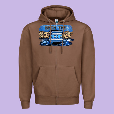 Back The Blue Zipper Hoodie Designed By Fadigitalartstudio