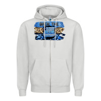 Dove Grey Back the blue Zipper Hoodie - FaDigitalArtStudio