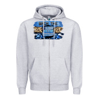 Heather Grey Back the blue Zipper Hoodie - FaDigitalArtStudio