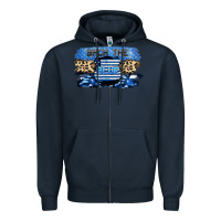 Navy Back the blue Zipper Hoodie - FaDigitalArtStudio