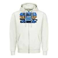 Oatmeal Heather Back the blue Zipper Hoodie - FaDigitalArtStudio