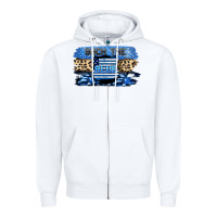 White Back the blue Zipper Hoodie - FaDigitalArtStudio