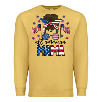 Antique Gold All American Mama Messy Buny Premium Sweatshirt - CowhideDigitalArt